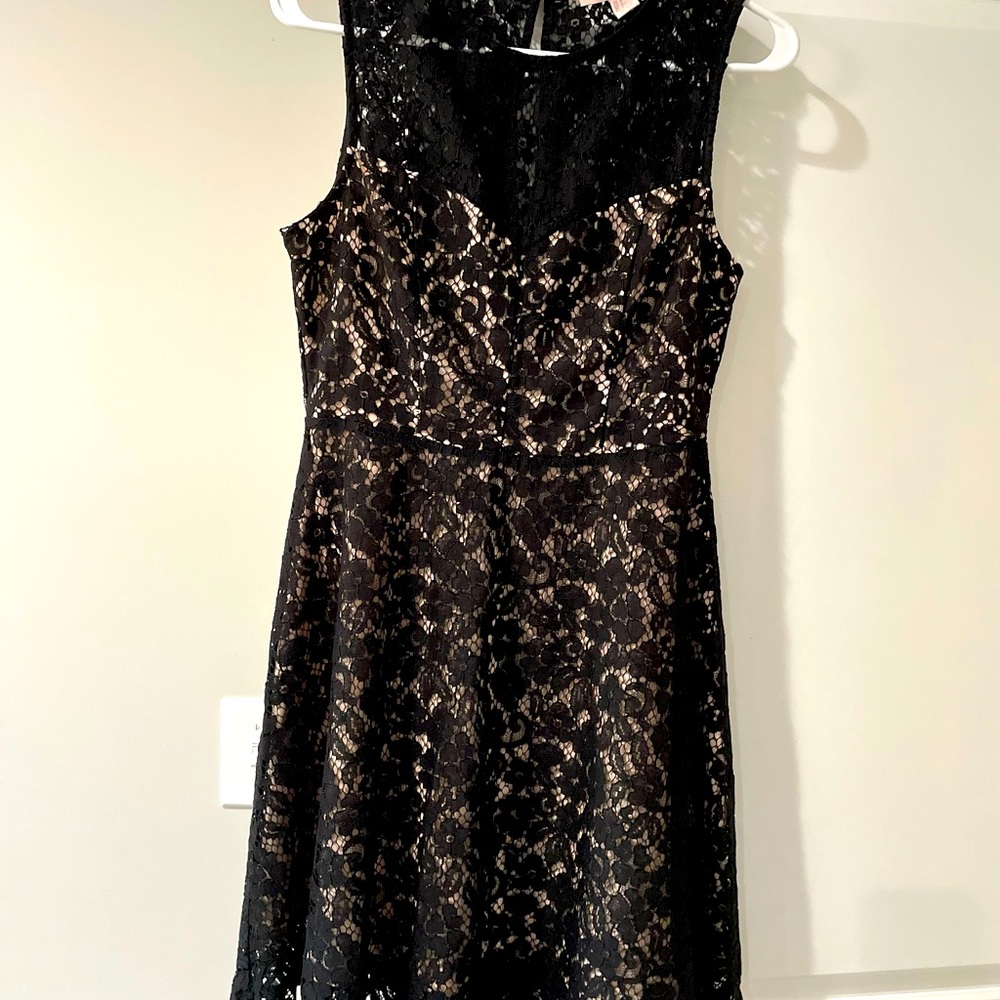 Black lace mini dress
